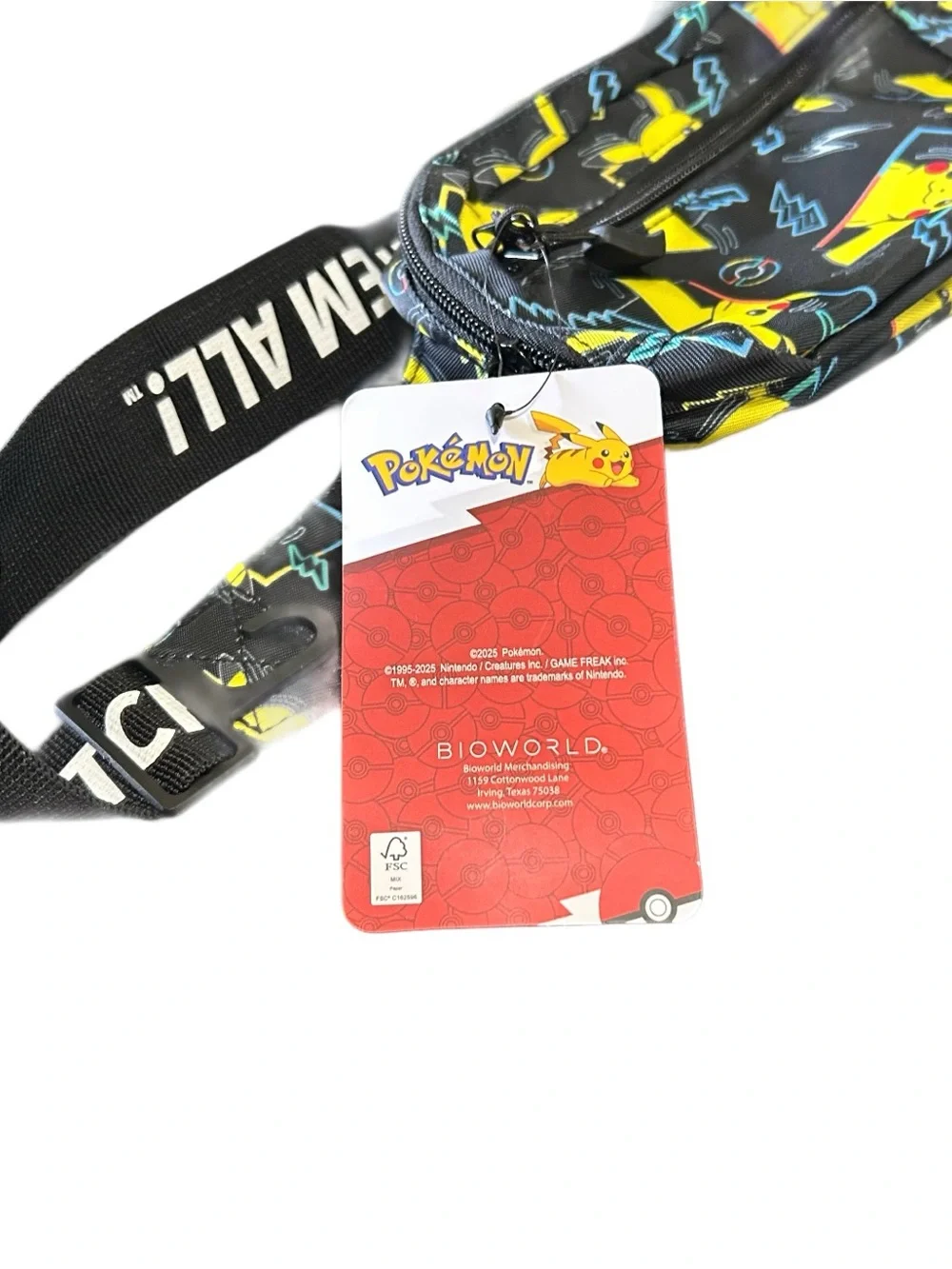 Bioworld Pokemon Pikachu Gotta Catch Them All Fanny Hip Pack Belt Crossbody Bag